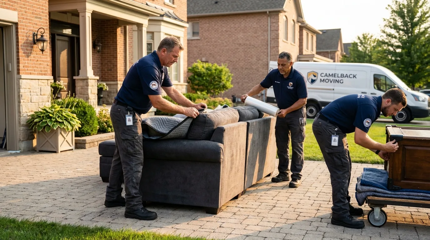 Large estate moving crew wrapping furniture in South Lake Tahoe, CA