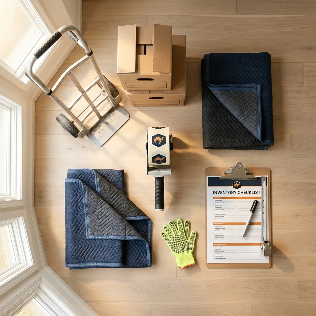 Professional moving supplies and packing materials layout for South Lake Tahoe residential relocations